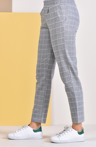 Checkered Straight Leg Pants 1002-02 Gray 1002-02