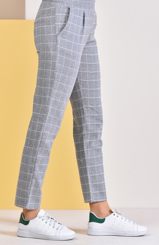 Checkered Straight Leg Pants 1002-02 Gray 1002-02