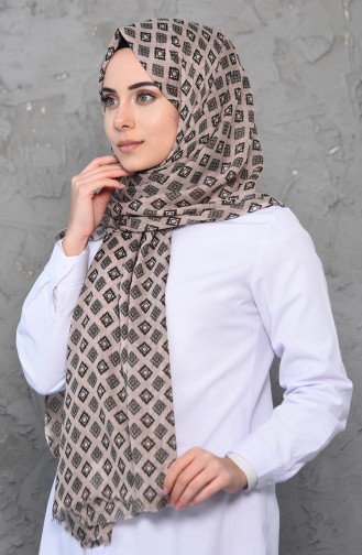 Desenli Pamuk Şal 2201-08 Bej