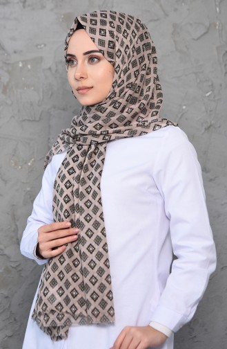 Desenli Pamuk Şal 2201-08 Bej