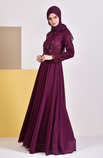 Robe de Soirée a Dentelle 8890-01 Plum 8890-01