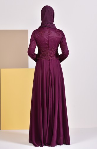 MISS VALLE  Lace Evening Dress 8890-01 Plum 8890-01