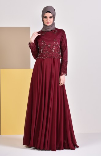 Claret red İslamitische Avondjurk 8890-03