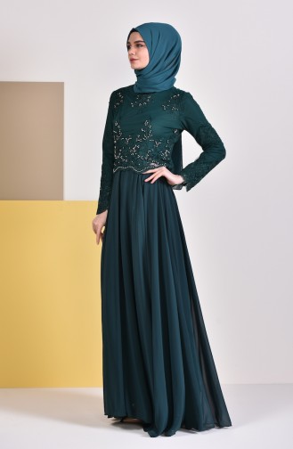 MISS VALLE  Lace Evening Dress 8890-04 Emerald Green 8890-04