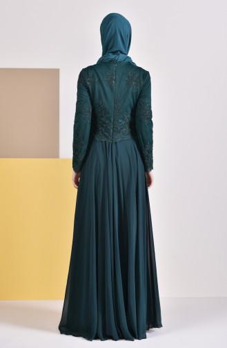 Emerald Green Hijab Evening Dress 8890-04