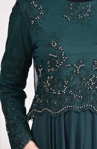 Emerald Green Hijab Evening Dress 8890-04