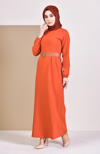 Ziegelrot Hijab Kleider 2051-07