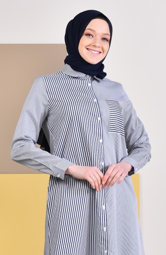 MIHRISAH Striped Pocket Tunic 2472-01 Navy Blue 2472-01