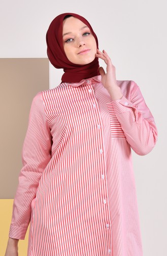 MIHRISAH Striped Pocket Tunic 2472-02 Red 2472-02
