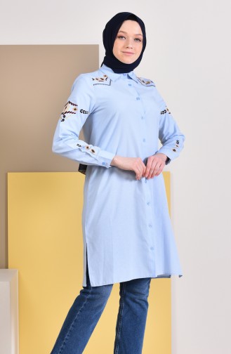 Embroidered Sleeve Tunic 8225-01 Blue 8225-01