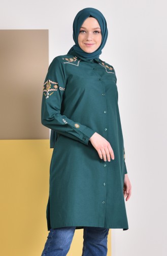 Embroidered Sleeve Tunic 8225-03 Emerald Green 8225-03