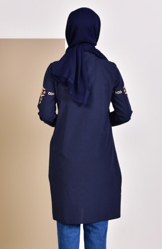 Embroidered Sleeve Tunic 8225-04 Navy Blue 8225-04