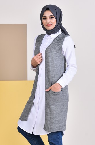 iLMEK Knitwear Pocketed Vest 4121-13 Dark Gray 4121-13