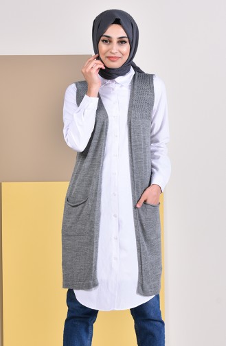 iLMEK Knitwear Pocketed Vest 4121-13 Dark Gray 4121-13