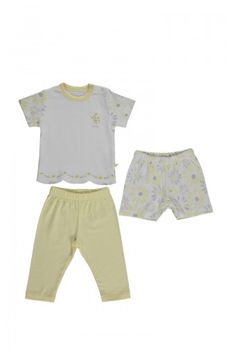 Bebetto Cotton Pajama Set 3 Pcs F1008-01 Yellow 1008-01