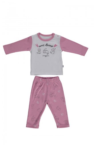 Penye Pijama Takımı F1015 Pembe