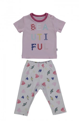 Bebetto Penye Kısa Kollu Pijama Takımı F1016 Pembe