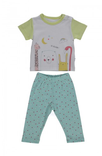 Bebetto Cotton Short Sleeve Pajama Set F1017 Mint Green 1017