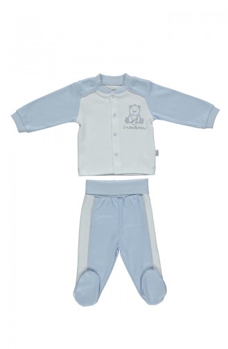 Penye Patikli Pijama Takımı F1027 Mavi