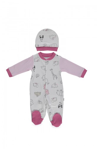 Bebetto Cotton Footed Overalls 2 Pcs T1716 Pink 1716