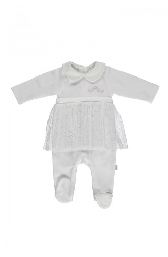 Bebetto Cotton Baby Collar Tulle Overall T1765-01 Light Beige 1765-01