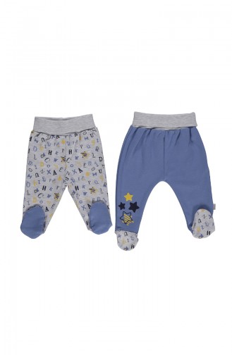 Bebetto Cotton Footed Pants 2 Pcs T1776-02 Blue 1776-02