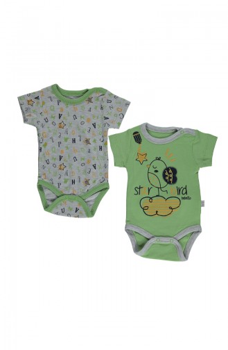 Bebetto Combed short Sleeve Baby Bodysuit 2 Pisces T1780-02 Green 1780-02
