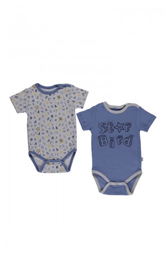 Bebetto Combed short Sleeve Baby Bodysuit 2 Pisces T1781-01 Blue 1781-01