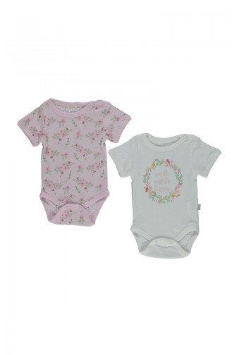 Bebetto Combed Net Short sleeve Baby Bodysuit 2 Pisces T1784 Pink 1784