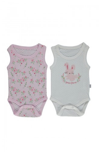 Bebetto Combed Net sleeveless Baby Bodysuit 2 Pisces T1785-01 Pink 1785-01