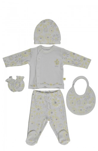 ببيتو طقم ملابس اطفال لحديثي الولادة عدد 5 قطع  Z592-01 لون اصفر 592-01