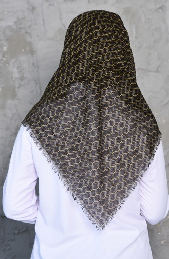 Patterned Flamed Cotton Scarf 2204-03 Black Yellow 2204-03