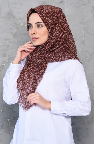 Patterned Flamed Cotton Scarf 2204-11 Brown 2204-11