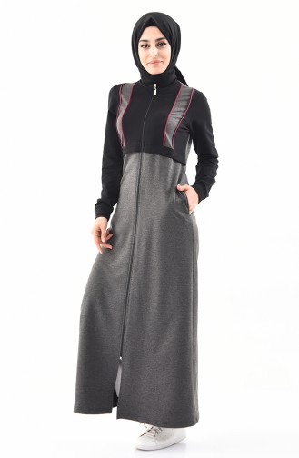 Zippered Sports Abaya 8334-03 Anthracite 8334-03