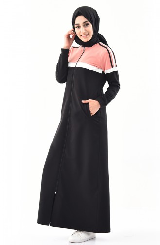 Abaya Sport a Rayures 8349-01 Noir 8349-01