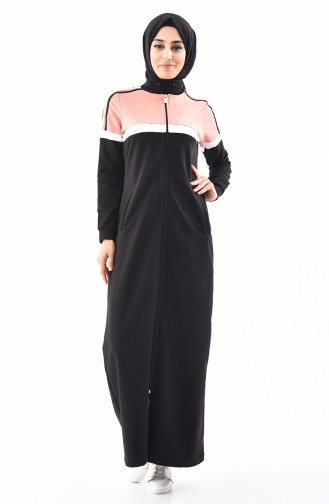 Striped Sports Abaya 8349-01 Black 8349-01