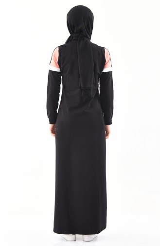 Abaya Sport a Rayures 8349-01 Noir 8349-01