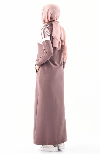 Striped Sports Abaya 8349-03 Brown 8349-03