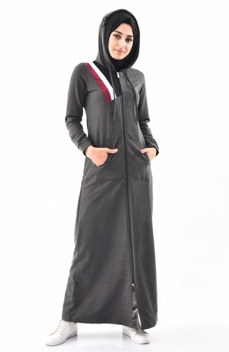 Striped Sports Abaya 8354-02 Anthracite 8354-02