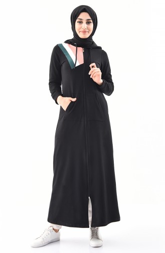 Abaya Sport a Rayures 8354-03 Noir 8354-03