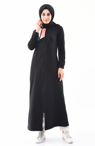 Abaya Sport a Rayures 8354-03 Noir 8354-03