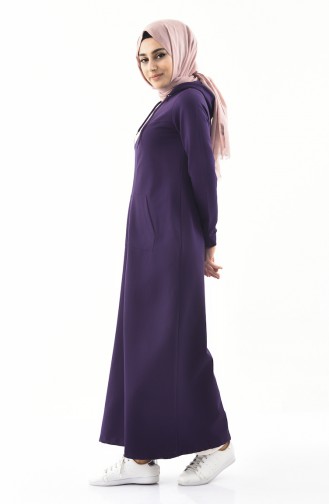 Striped Sports Abaya  8354-04 Purple 8354-04