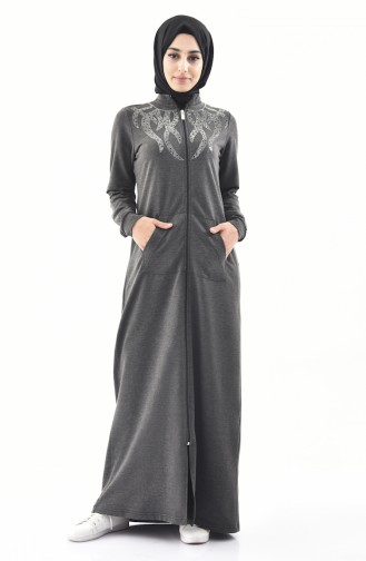 Stone Printed Sports Abaya 8362-01 Anthracite 8362-01