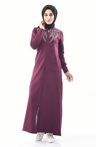 Abaya Sport Pierre Imprimée 8362-02 Plum 8362-02