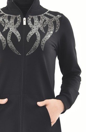 Abaya Sport Pierre Imprimée 8362-04 Noir 8362-04