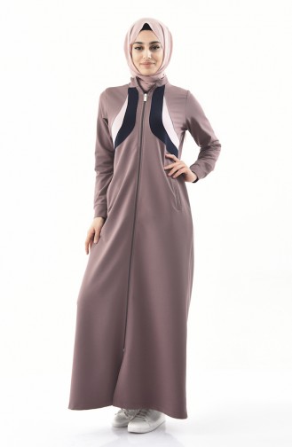 Abaya Sport avec Poches 8372-02 Brun 8372-02