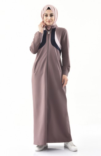 Abaya Sport avec Poches 8372-02 Brun 8372-02