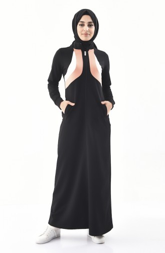 Abaya Sport avec Poches 8372-03 Noir 8372-03