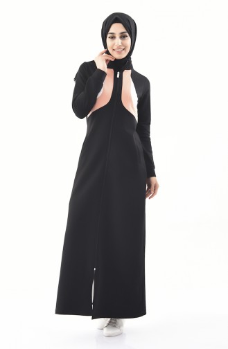 Abaya Sport avec Poches 8372-03 Noir 8372-03