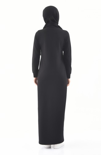 Abaya Sport avec Poches 8372-03 Noir 8372-03